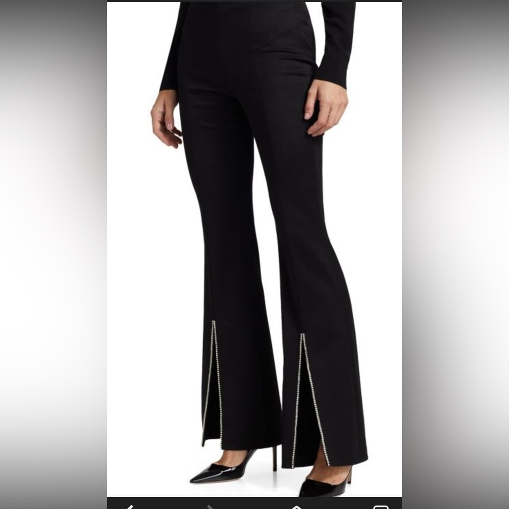 Alice + Olivia Black Flare Pants with Zipper Accents